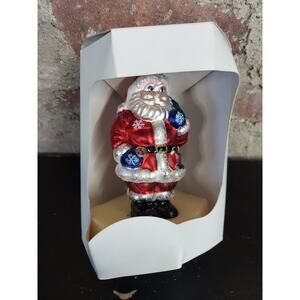 NEW Vintage Santa's Best European Style Glass Santa Ornament Christmas